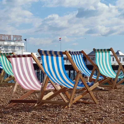 Sun Loungers on Brighton Beach